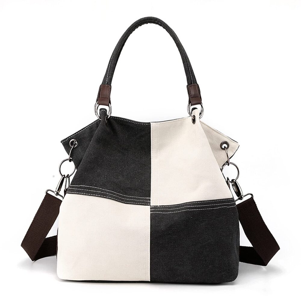 1954 Shoulder Bag - Canvas Tote Handbag with Top Handle & Multiple Pockets